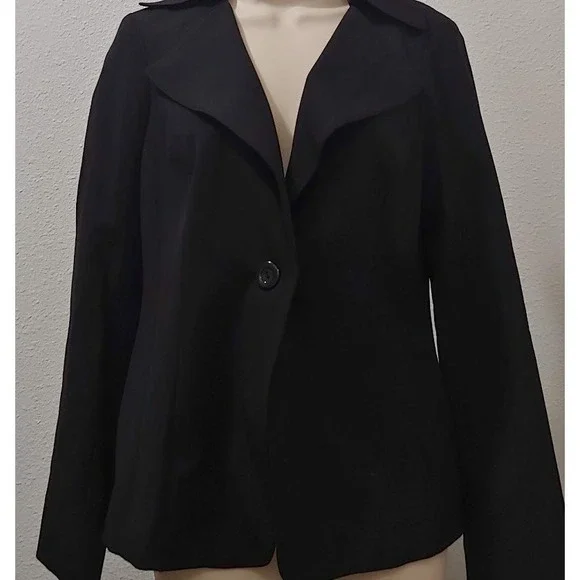 Nine West Womens Black Blazer Jacket Sz 4 Collared Button Front Career Office Lq - Picture 2 of 11